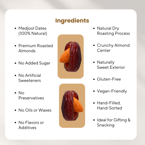 Premium Medjool Almond Dates 500GM - Image 2