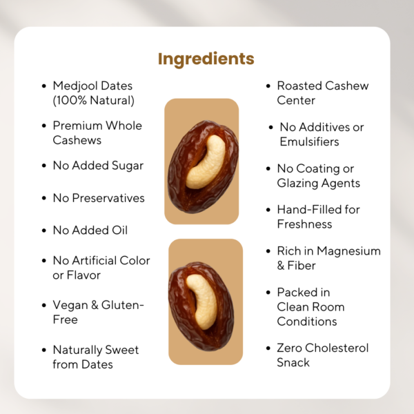 Premium Medjool  Cashew Dates 500GM - Image 2